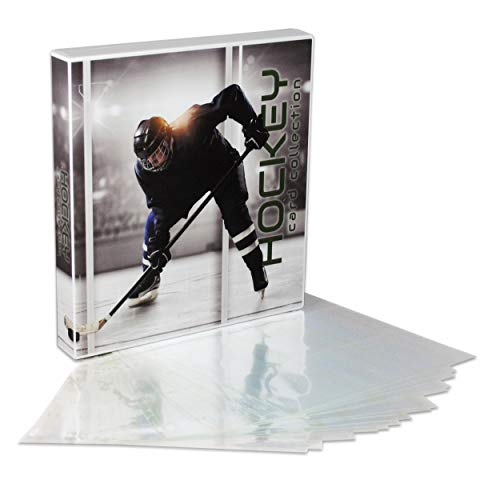 UniKeep Hockey Themed Trading Card Collection Binder with 10 Platinum Series Trading Card Pages. Fully Enclosed Case with a Locking Latch to Keep Cards Secure