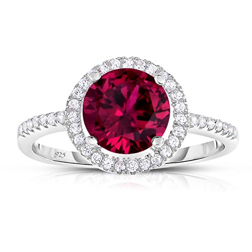 Unique Royal Jewelry Sterling Silver Created Red Ruby with White CZ Helo Jacket Princess Diana Kate Middleton Engagement Ring (10)