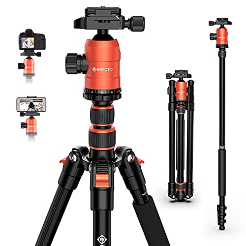 [Upgrade Version] GEEKOTO 77'' Tripod, Aluminum Camera Tripod Monopod, Foldable DSLR Tripod for Travel, Compact Tripod with 360 Panorama Ball Head Quick Release Plate for Travel and Work