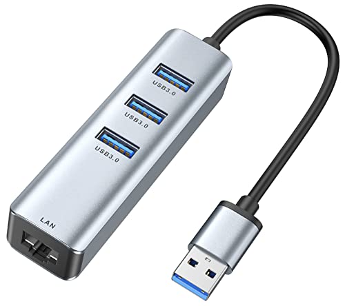 USB 3.0 to Ethernet Adapter,ABLEWE 3-Port USB 3.0 Hub with RJ45 10/100/1000 Gigabit Ethernet Adapter Support Windows 10,8.1,Mac OS, Surface Pro,Linux,Chromebook and More