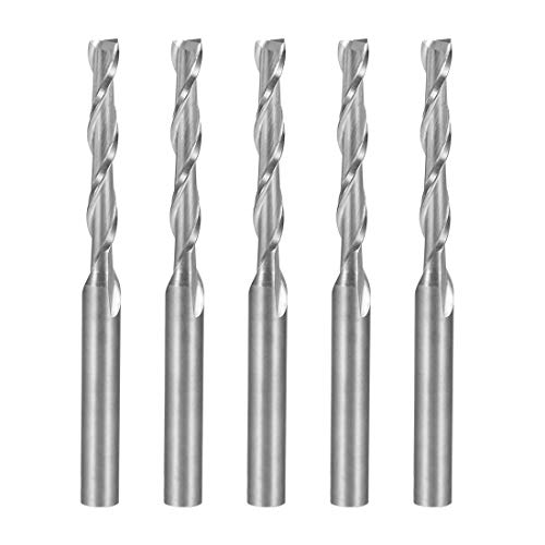 uxcell 5PCS 1/8" Shank 2.5mm x 17mm Carbide Flat Nose End Mill Cutter CNC Router Bits 2 Flute for Acrylic PVC MDF Hardwood