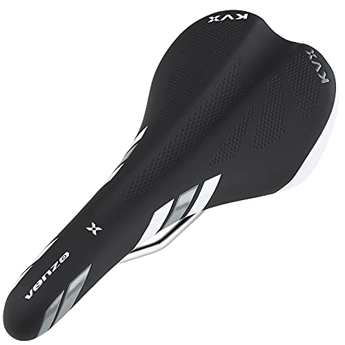 Venzo KVX Bike Bicycle Road MTB Mountain Satin Steel Rail Comfortable Saddle Seat - Entry Level - Racing Saddle - Size: 280mm x 140mm