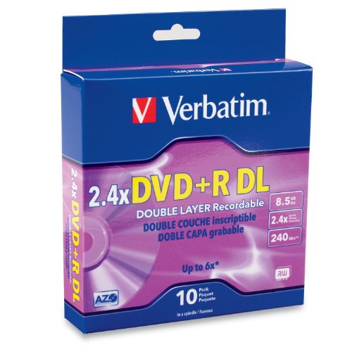 Verbatim 95166 8.5 GB 2.4X Double Layer Recordable Disc DVD plus R DL, 10-Disc Spindle (Discontinued by Manufacturer)