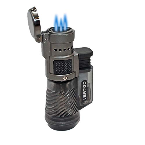 Vertigo Cyclone Charcoal and Brushed Chrome Triple Flame Torch Lighter