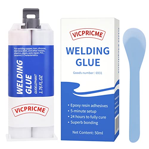 VICPRICME 1.76 oz Car Glue Metal Epoxy, 2 Part Heavy Duty Cold Welding Glue for Metal to Metal, Plastic, Ceramic, Best Glue Auto Repair Putty, Marine Body Filler (1 pcs)