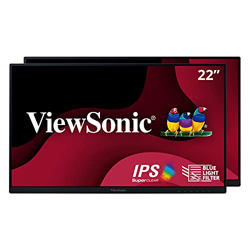 ViewSonic VA2256-MHD_H2 Dual Pack Head-Only 1080p IPS Monitors with Ultra-Thin Bezels, HDMI, DisplayPort and VGA for Home and Office