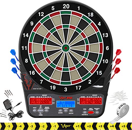 Viper 850 Electronic Dartboard, Ultra Bright Triple Score Display, 50 Games With 470 Scoring Variations, Regulation Size Target-Tested-Tough Segments Made From High Grade Nylon, Includes 6 Darts