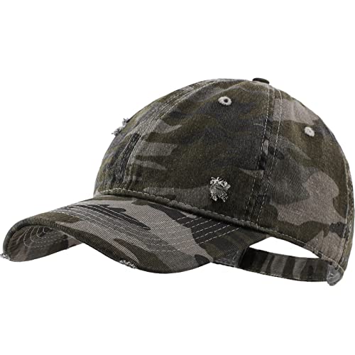 VODIORE Camouflage Cap Distressed Baseball Cap Vintage Dad Cap Camo Army Hat for Men Women Camo