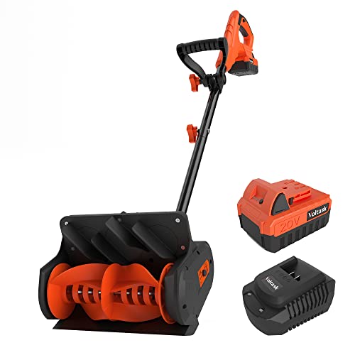 VOLTASK Cordless Snow Shovel, 20V | 12-Inch | 4-Ah Cordless Snow Blower, Battery Snow Blower with Directional Plate & Adjustable Front Handle (4-Ah Battery & Quick Charger Included)