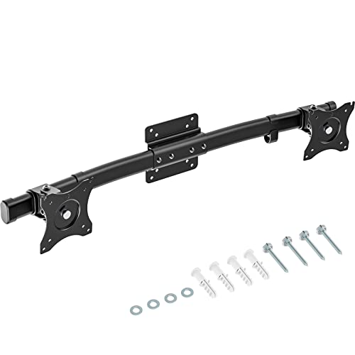 WALI Dual Monitor Wall Mount, Single to Double VESA Bracket Adapter, Horizontal Assembly Arm for 2 Screen up to 27 inch (012ARM), Black