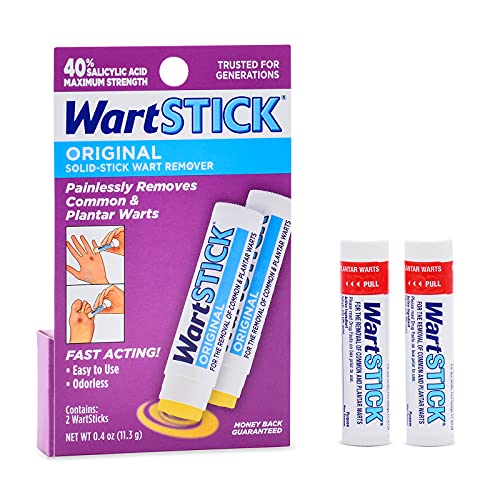 WartStick Maximum Strength Salicylic Acid Solid-Stick Common and Plantar Wart Remover 2 Pack, 0.4 Oz