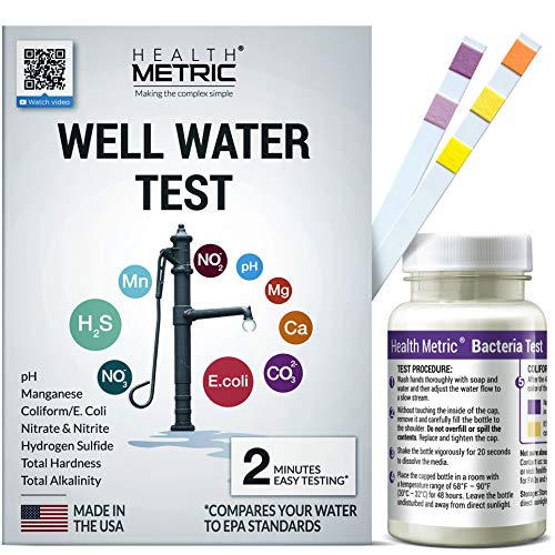 Well Water Test Kit for Drinking Water - Quick and Easy Home Water Testing Kit for Bacteria Nitrate Nitrite pH Manganese & More | Made in The USA in Line with EPA Limits [NO MAILING Required]