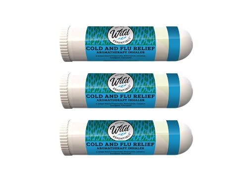 Wild Essentials 3 Pack of Cold and Flu Relief Aromatherapy Nasal Inhalers Made with 100% Natural, Therapeutic Grade Essential Oils to Help Alleviate Cold Symptoms