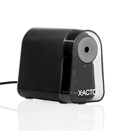 X-ACTO® Pencil Sharpener, Mighty Mite® Electric Pencil Sharpener with Pencil Saver®, SafeStart® Motor, Small Pencil Sharpener for Teacher and Homeschool Supplies, Black, 1 Count