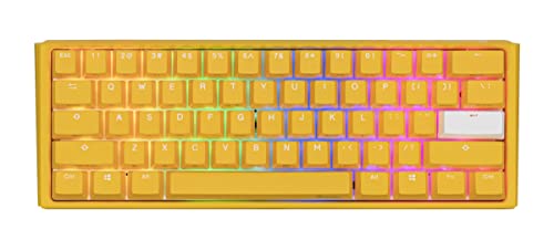 Yellow Ducky One 3 Mini 60% Hotswap RGB Double Shot PBT Quack Mechanical Keyboard Cherry MX Silent Red