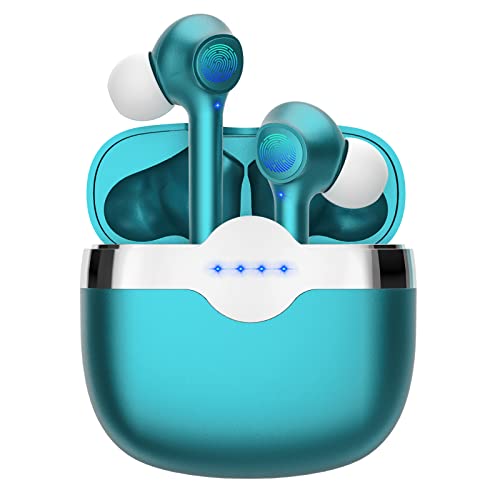 YHT Earbuds Wireless Bluetooth 5.3 Ear Buds 4-Mics Clear Calls ENC Noise Cancelling Earphones 30H Playtime Deep Bass Ear Buds Waterproof Sports Earbud & in-Ear Headphones for iPhone Android (Green)