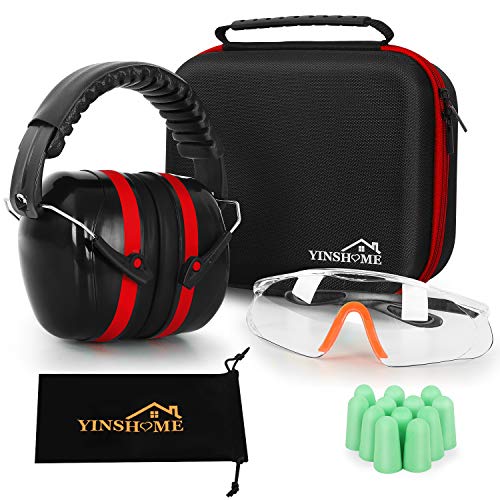 YINSHOME Shooting Ear Protection Earmuffs, Gun Safety Glasses, Earplugs, Protective Case
