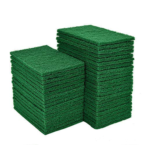 YoleShy 40 PCS Scouring Pad, Dish Scrubber Scouring Pads,4.5 x 6 inch Green Reusable Household Scrub Pads for Dishes, Kitchen Scrubbers & Metal Grills