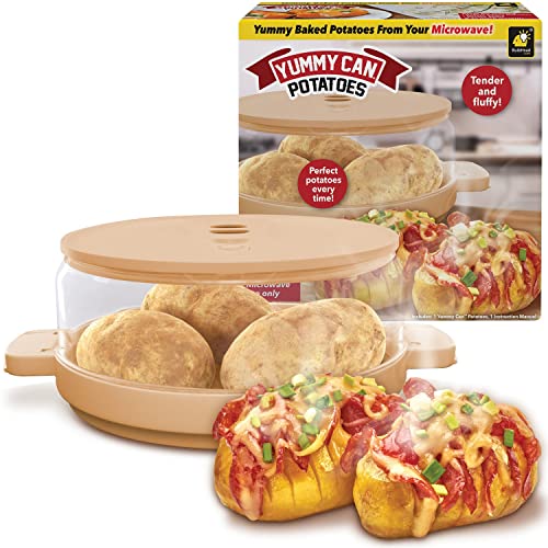 Yummy Can Potatoes SEEN-ON-TV, Enjoy a Perfectly Baked Microwave, Cooks in Minutes, Tender & Fluffy Spuds, Endless Potato-Possibilities, Easy to Clean, Dishwasher-Safe, 8 In, Clear