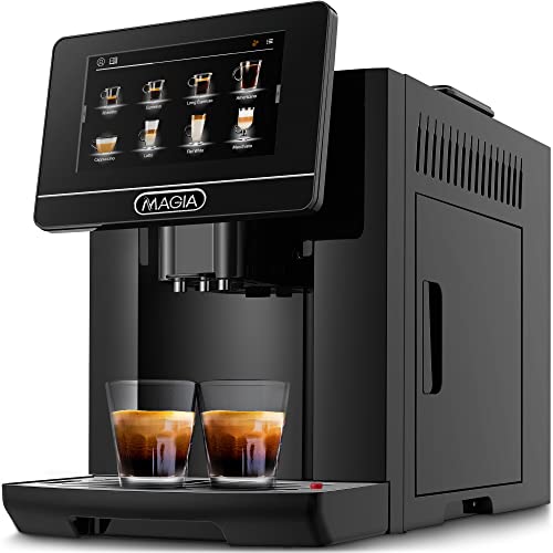 Zulay Magia Super Automatic Coffee Espresso Machine - Durable Automatic Espresso Machine With Grinder - Espresso Coffee Maker With Easy To Use 7” Touch Screen, 20 Coffee Recipes, 10 User Profiles