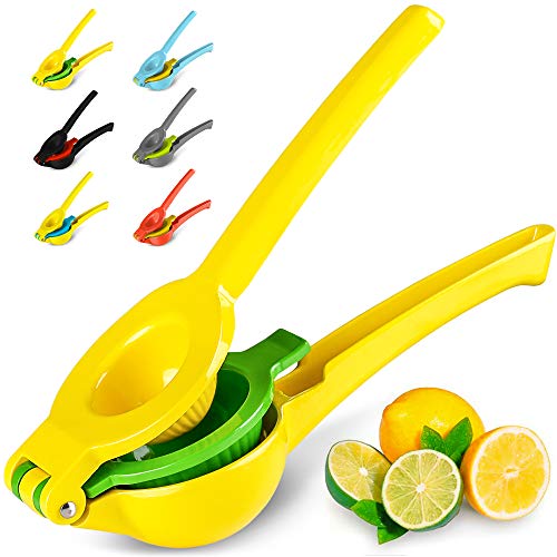 Zulay Metal 2-In-1 Lemon Lime Squeezer - Hand Juicer Lemon Squeezer - Max Extraction Manual Citrus Juicer