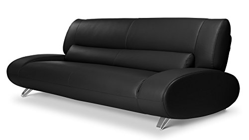 Zuri Furniture Modern Aspen Black Microfiber Leather Sofa