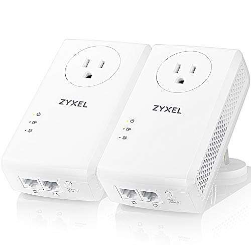 ZyXEL 1800Mbps Pass-Thru Powerline Adapter 2-Port Gigabit Ethernet 2-Pack, Brown Box Kit [PLA5456BBKIT]