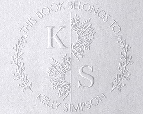 10+ Designs Custom Book Embosser with Your Name from The Library of, Book Belongs to, Floral Ex Libris, Great Book Lover Gift 1 x 5/8" (Floral Initials)