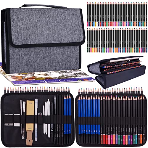 100-Pack Art Supplies for Adults Teens Kids Beginners, Artist Drawing Supplies Sketching Kit, Drawing Pencils Set with Gift Business Case, Diverse Art Pencils Art Set kit