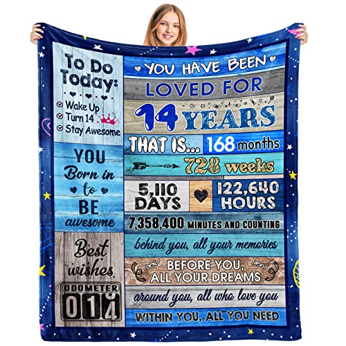 14 Year Old Girl Birthday Gifts,gifts for 14 Year Old Girl/Boys,14th Birthday Decorations Gifts,14th Birthday Gift for Daughter or Son Gifts for Teen Girls Blanket,Birthday party decorations 60" X 50"