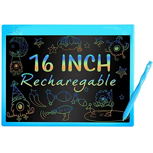 16 Inch Rechargeable LCD Writing Tablet, Erasable & Colorful Doodle Board with Eye-Protecting Large Screen, Educational Learning Toys for 3 4 5 6 7 Year Old Kids, Drawing Tablet Gift for Boys Girls