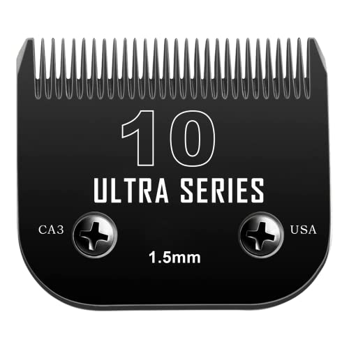 1Pack Detachable Pet Clipper Blade, 10# Black Blade Dog Grooming, Made of Carbon-Infused Steel Blade and Stainless Steel Blade Compatible with Ainds、Oster A5、Wahl Km and Other Series Clippers