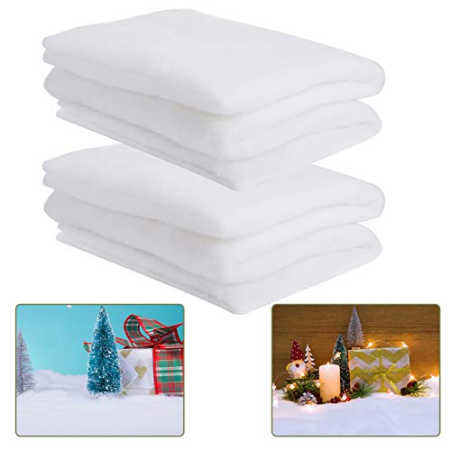 2 Pack 3 x 8 Ft Fake Snow Blanket, Thickened Christmas Faux Snow Sheet Artificial Snow Roll for Crafts Christmas Village Display Photo Prop