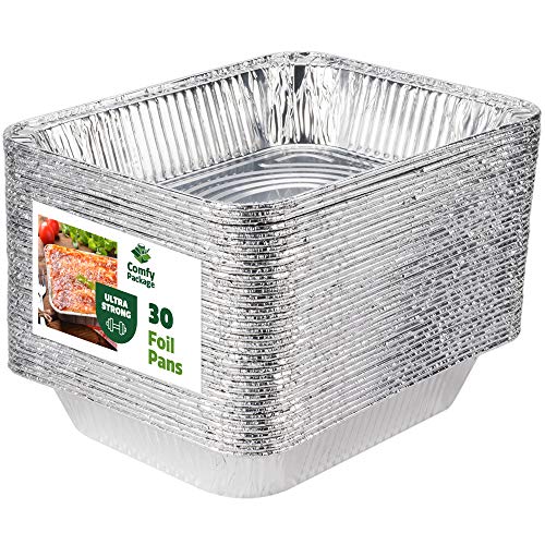 [30 Count] 9 x 13 Aluminum Foil Pans Half Size Deep Steam Table Pans