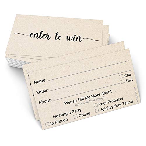 321Done Direct Sales Raffle Tickets (Set of 50) 3.5" x 2", Enter to Win Tickets Lead Sheet, Entry Form Name, Phone, Email for Network Marketing MLM Host Party, Kraft Tan