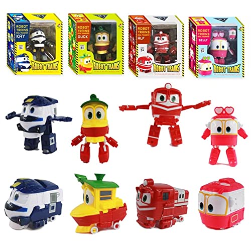 4PCS Trains Toys,Kay/Alf/Duck/Selly Deformation Robot Toys for Kids Toys(5 Options) (Color : 4pcs/Set)