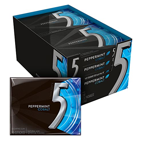 5 Gum Peppermint Cobalt Sugarfree Gum, 15 Piece (10 Pack)