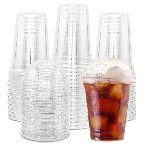 50 Pack 12oz Clear Plastic Cups with Dome Lids,Disposable Parfait Cups,PET Dessert Cups with Lids for Ice Cream,Coffee Drinks,Smoothie,Yogurt