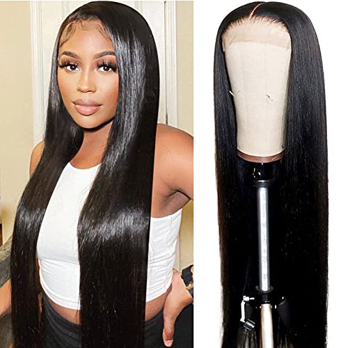 5x5 Straight Lace Front Wigs Human Hair 5x5 HD Lace Closure Wigs 180% Density Brazilian Virgin Straight Human Hair Wigs Free Part Pre-Plucked with Baby Hair for Black Women(5x5 straight wigs, 26 Inch)