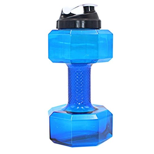 75 Oz (2.2 L) Dumbbell Shaped Water Bottle | Big Capacity | BPA Free | Flip Top Leak Proof lid | Blue