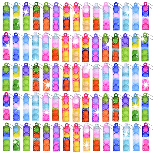 75Pcs Mini Pop Fidget Keychain Toys Bulk Party Favors for Kids 3-5 4-8 Sensory Toys Stocking Pinata Stuffers Birthday Carnival Treasure Classroom Prizes Toddler Toys Fidget Pack Stress Relief Toys