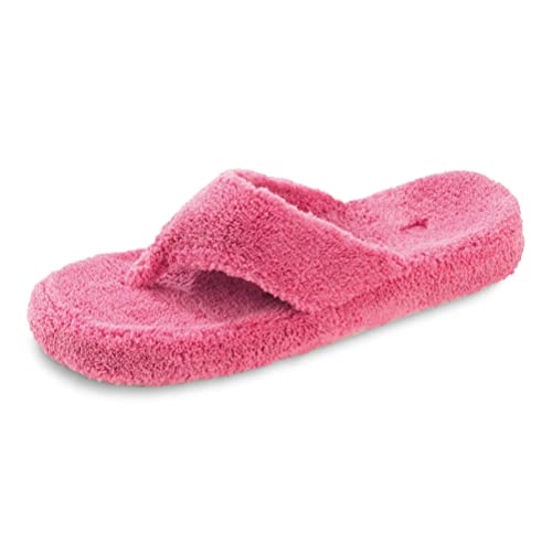 Acorn womens Spa Thong With Premium Memory Foam slippers, Azalea, 8 9 US