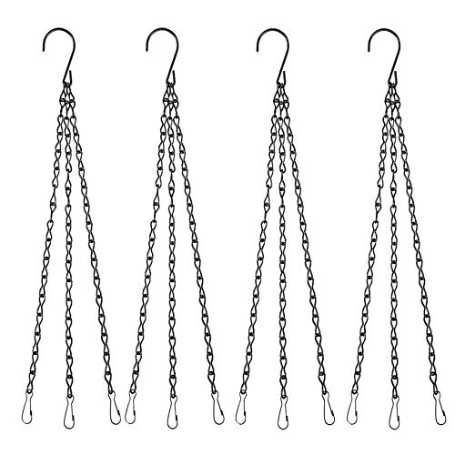 Acronde 4PCS Black Metal Hanging Chains 3 Point Holder Anti-Rust Paint Black Chain for Bird Feeders, Planters, Lanterns, Billboard, Wind Chimes, Flower Pot Garden Outdoor Use