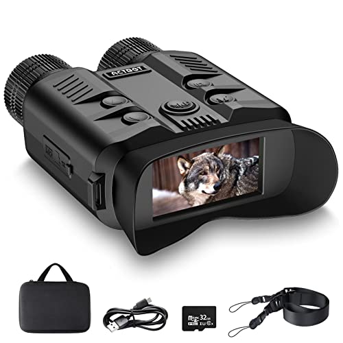 ACTBOT Night Vision Binoculars, 1080p Full HD Video, 1640ft Viewing Range, 3”LCD, Digital Night Vision Goggles with 8x Digital Zoom, 5x Optical Zoom for Complete Darkness, Hunting, Camping, Navigation