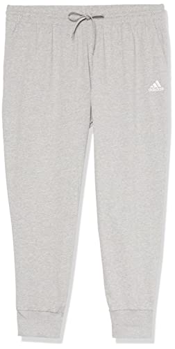 adidas Men's Essentials Single Jersey Tapered Cuffed Pants, Medium Grey Heather, Large