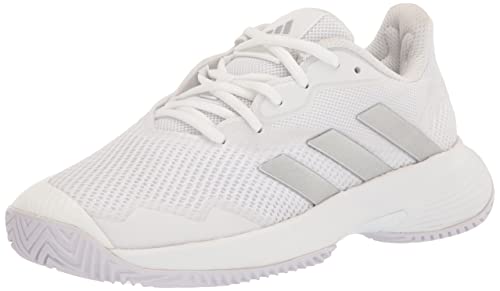 adidas Women's CourtJam Control Sneaker, White/Silver Metallic/White, 8