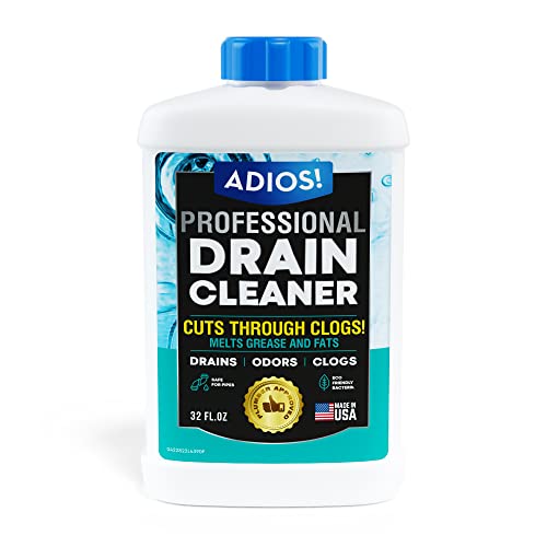 Adios! Enzyme Drain Cleaner, Septic Safe, Treats Sink Grease and Slow Shower and Baths, 100% Safe to Use - 32oz