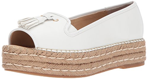 ADRIENNE VITTADINI Footwear Women's Parke Flat Sandal, White, 5.5 M US