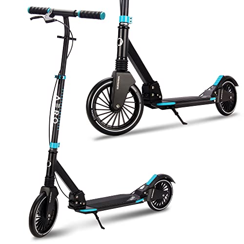 Aero A230 Adult Kick Scooter for Teens 12 or 14 Years and up, Adults Scooters with Disc Brake, Rubber Mat, Double Shock Absorption, ABEC-7 Bearing, Max 250 lbs, Foldable and Height Adjustable