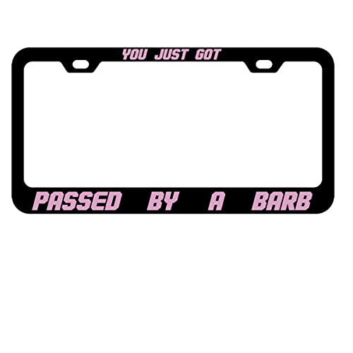 AHCELL for Nicki Minaj Car License Plate Frame ,You Just Got Passed by A Barb Stainless Steel Auto Plate Frame Barb Car Accessories - Black and Pink (QFZ-121)